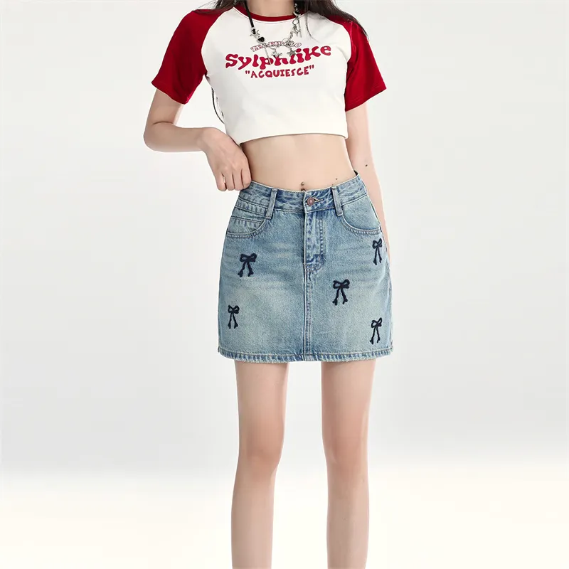Wen Shan Denim Short Skirts Women's-2
