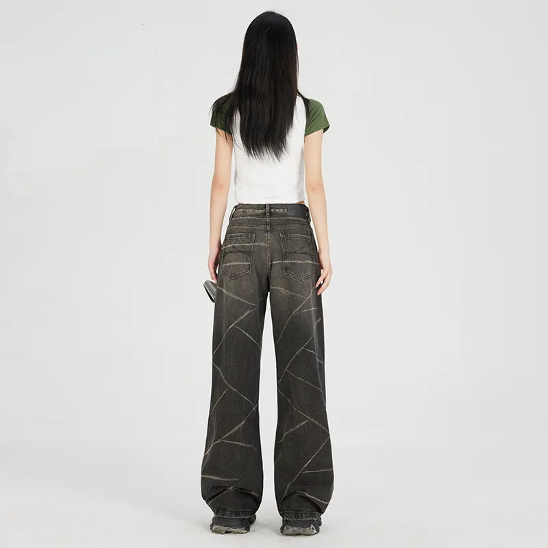 Wen Shan Jeans Women's Black Gray Tie Dye-3