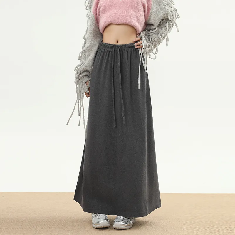 Wen Shan Casual Long Skirt Women's Dark Gray-2