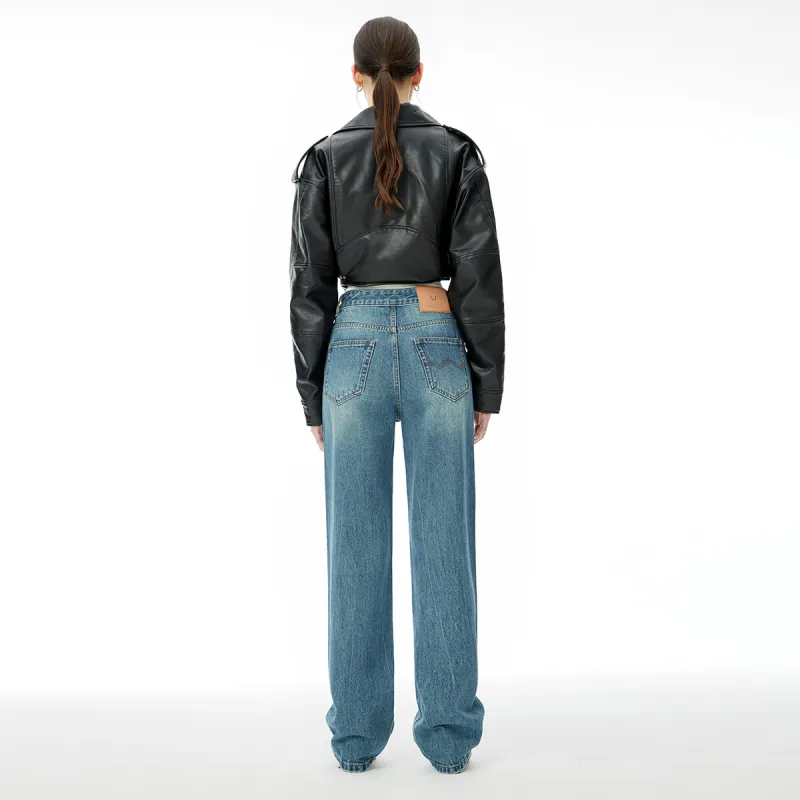 Wen Shan Jeans Women's Blue Pants-2