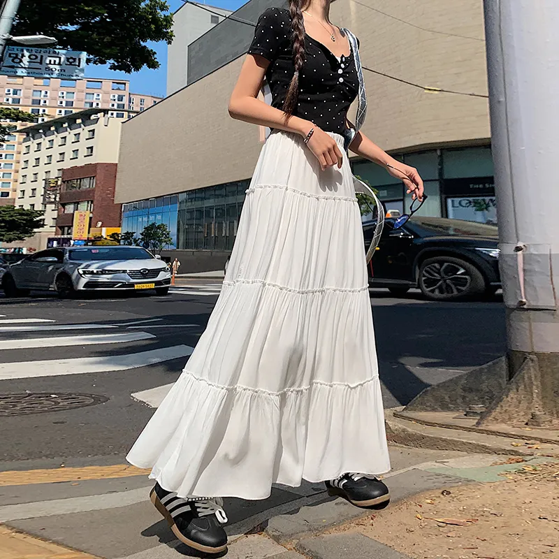 Wen Shan Casual Long Skirt Women's Ecru-4