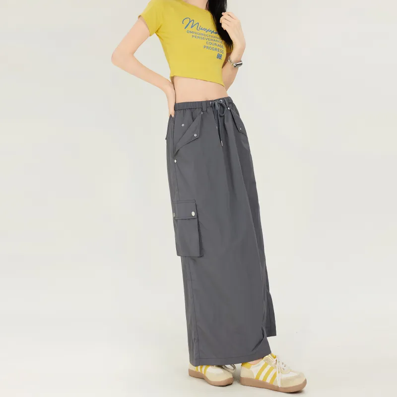 Wen Shan Casual Long Skirt Women's Premium Gray-6