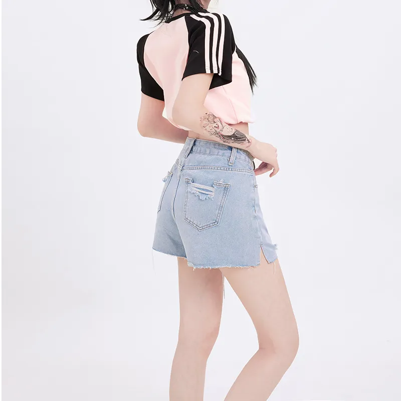 Wen Shan Denim Shorts Women's Light Blue-3