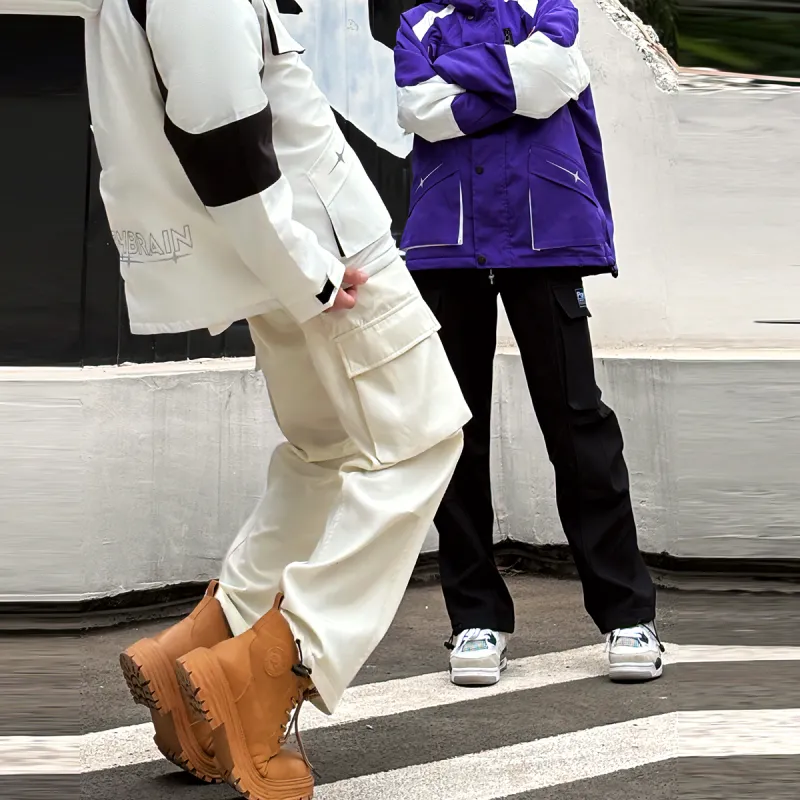 Poshbrain Puffer Jacket Unisex White/Black/Purple-4