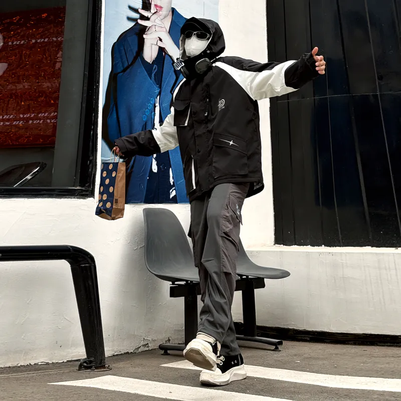 Poshbrain Puffer Jacket Unisex White/Black/Purple-10