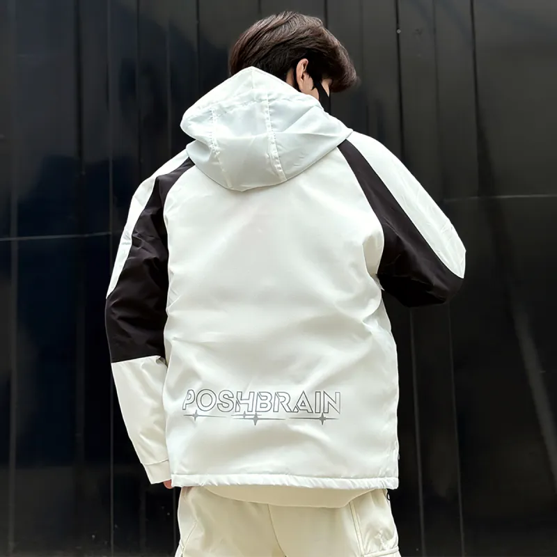 Poshbrain Puffer Jacket Unisex White/Black/Purple-5