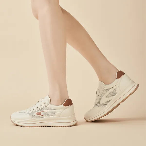 KAISER Wear-Resistant Breathable Supportive Lightweight Height Increasing Low-Top Chunky Sneakers Women's-7