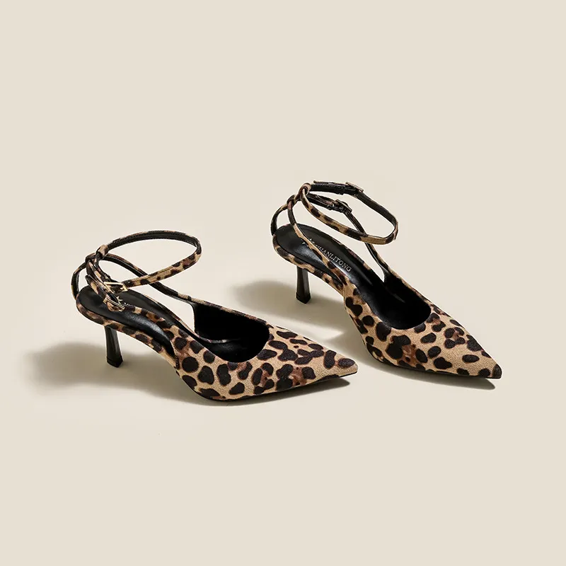Aimilian Slim Heel High Heels Women's Leopard Print-1