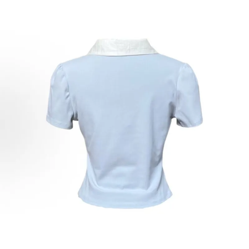 Aimilian T Shirts Women's Blue With White Lettering-1
