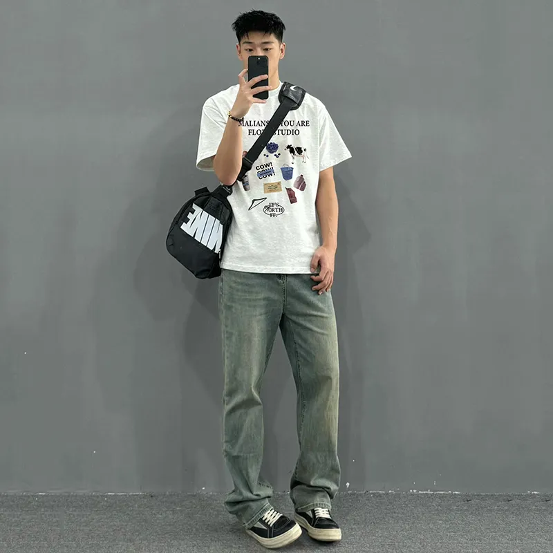 Aimilian T Shirt Unisex White Gray-2