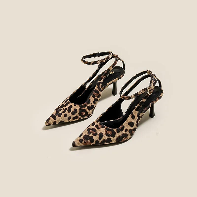 Aimilian Slim Heel High Heels Women's Leopard Print-2
