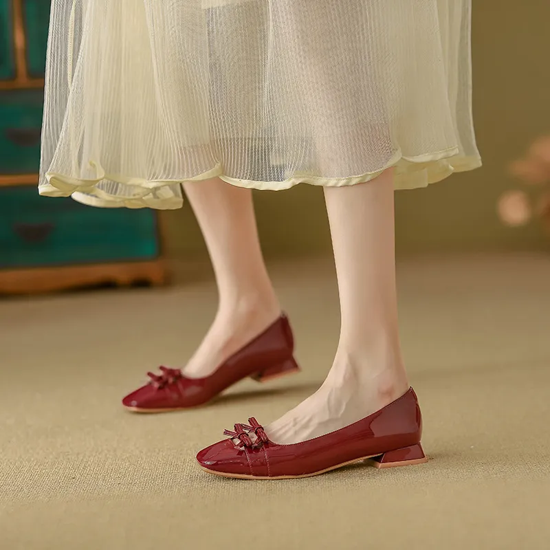 Aimilian Casual Single Shoes 2CM Women's Burgundy-3