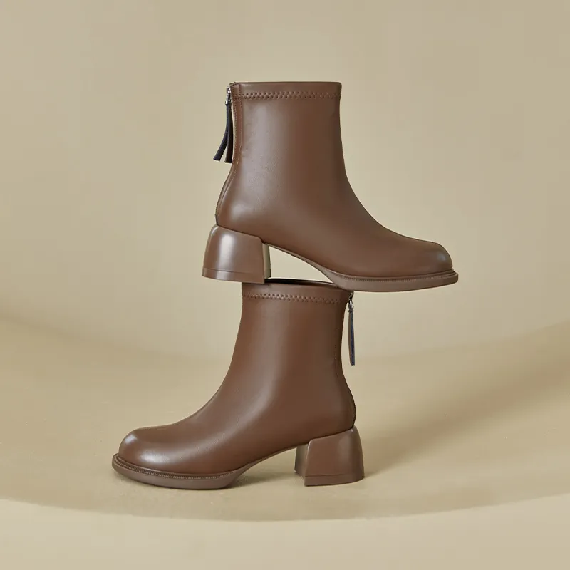 DAPHNE Ankle Boots Women's Black/Brown Fleece Lined-4