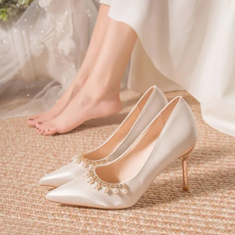 Crelinkxlat Slim Heel High Heels Women's Beige-1