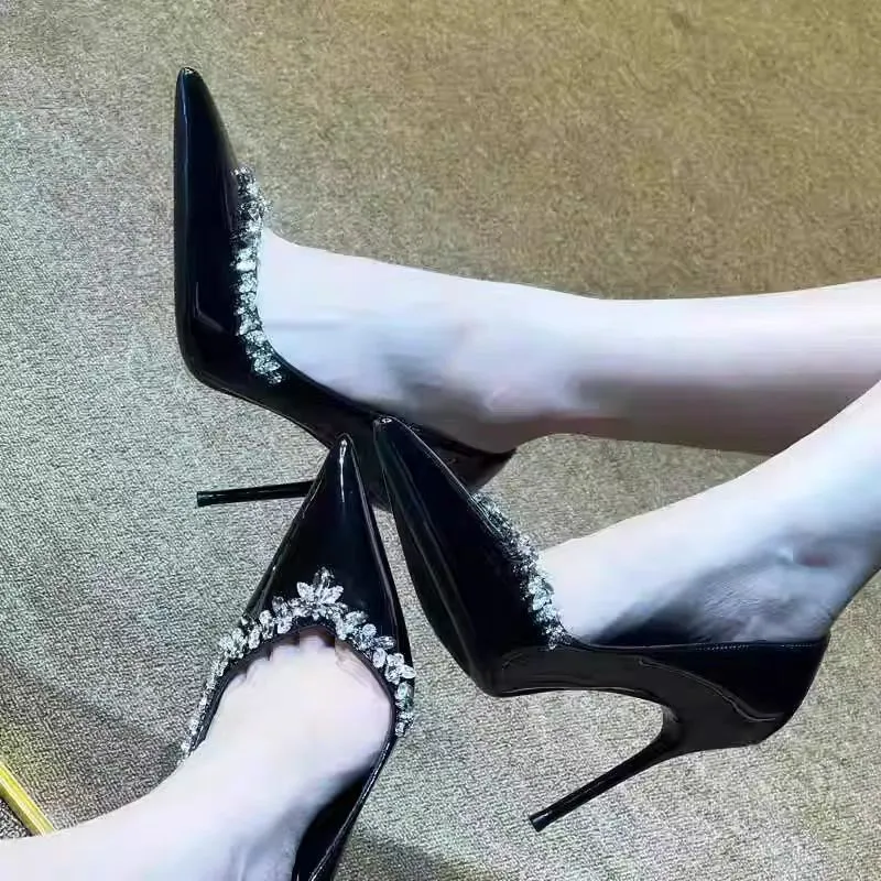 Crelinkxlat The Gift Box Is Luxurious, And The Rhinestones Are Elegant And Generous Slim Heel High Heels 8cm Women's-8