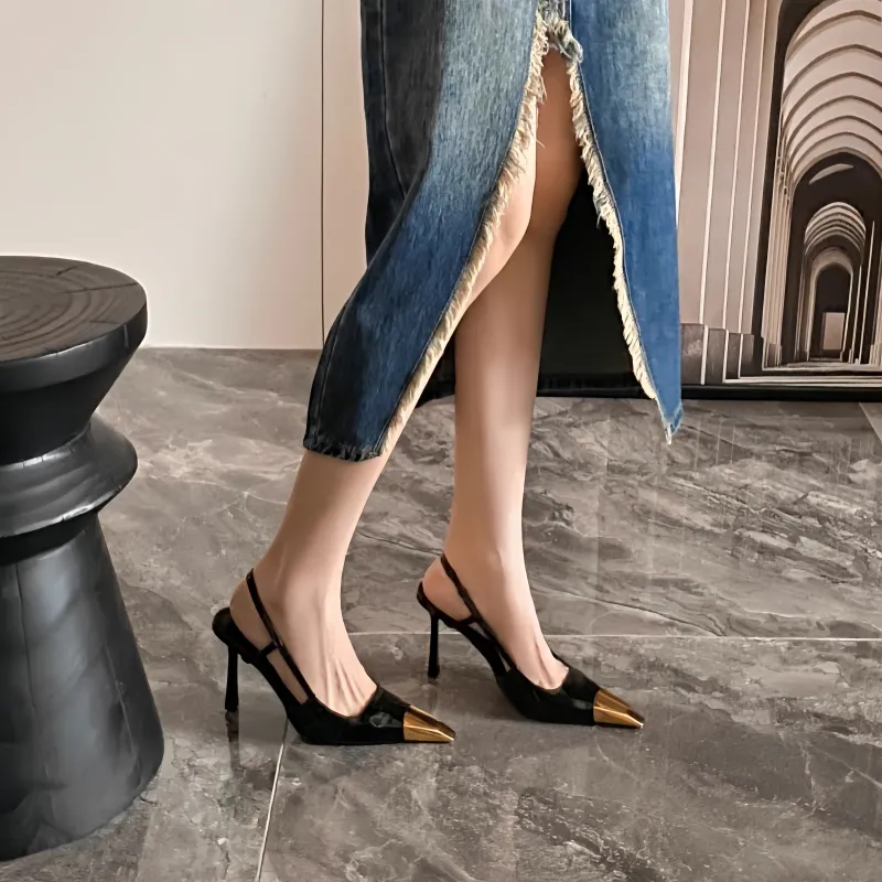 Crelinkxlat Slim Heel High Heels Women's Black-3