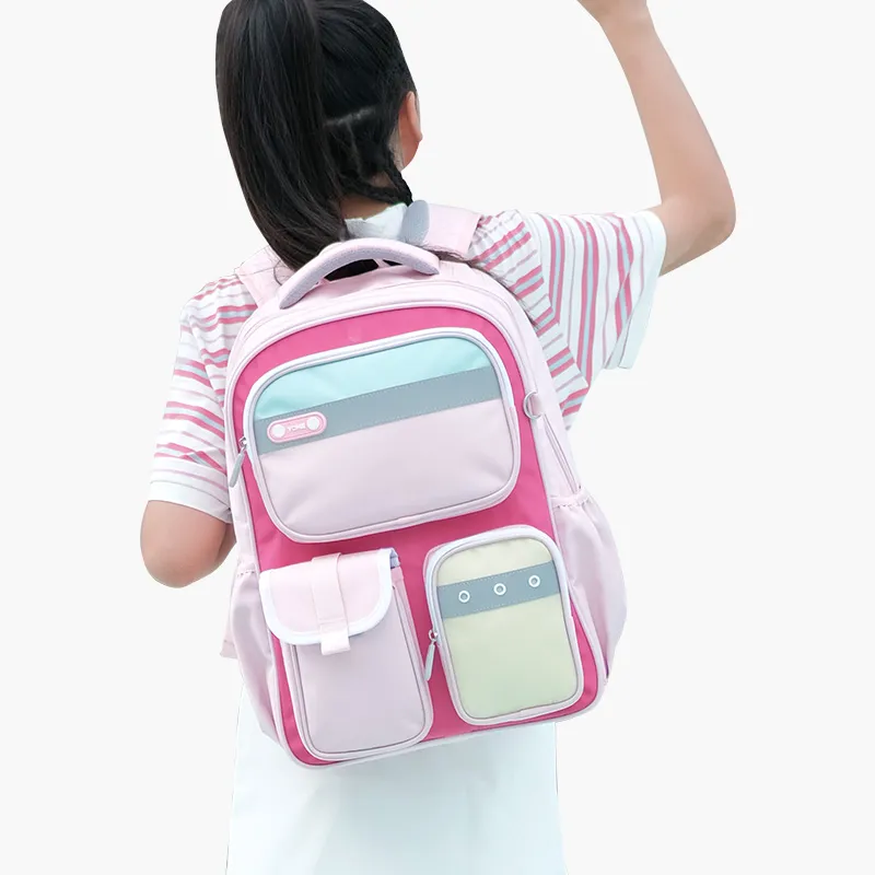 YOME Polyester Backpack Large Size Unisex Blue/Pink-10