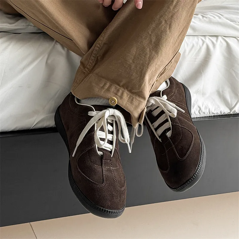 YEDANI Non slip Lightweight Low Top Skateboard Shoes Unisex Brown-5