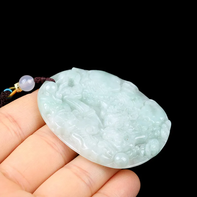 Yi Zhen Ge Bean Type Jadeite Pendants Unisex-2