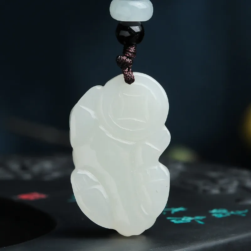 Yi Zhen Ge Hetian Jade Pendants White Jade Unisex-5