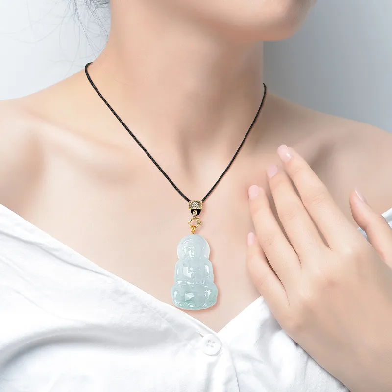 Yi Zhen Ge Ice Glutinous Jadeite Pendants Unisex-1