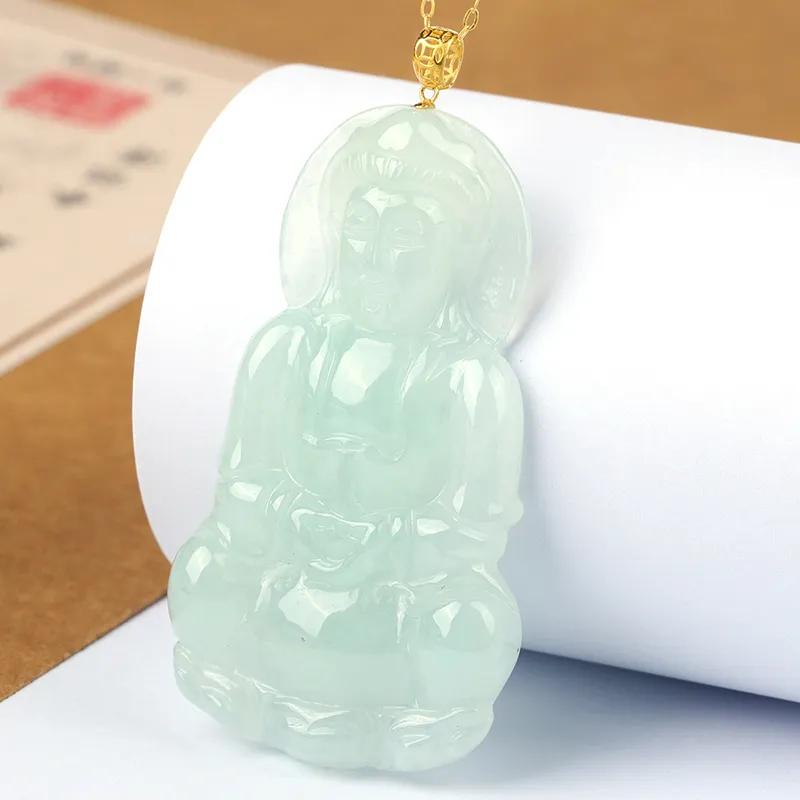 Yi Zhen Ge Ice Glutinous Jadeite Pendants Unisex-4