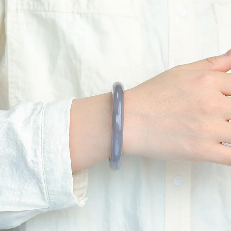 Yi Zhen Ge Hetian Jade Bangles Women's Smoky Purple-3