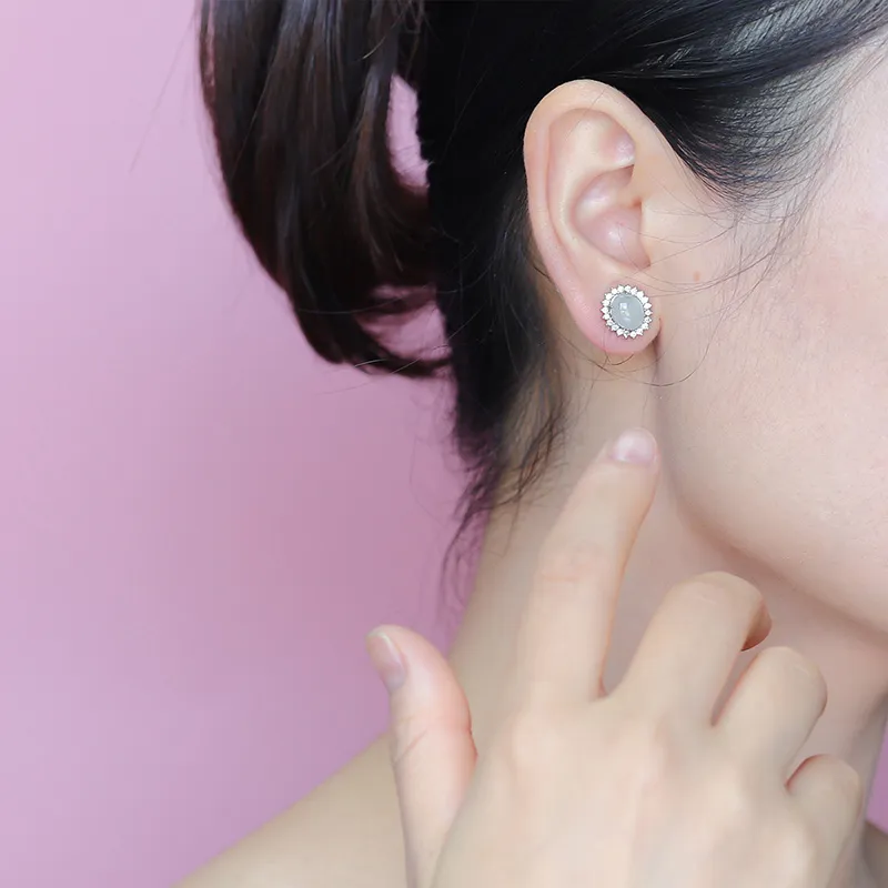 Yi Zhen Ge Jadeite Stud Earrings Women's-2