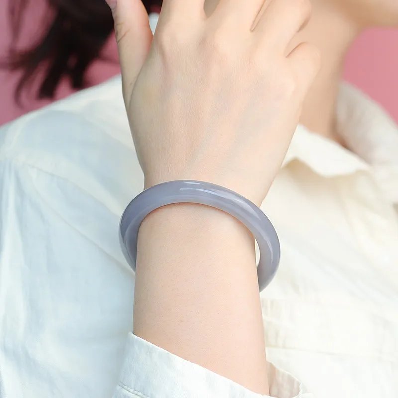 Yi Zhen Ge Hetian Jade Bangles Women's Smoky Purple-2