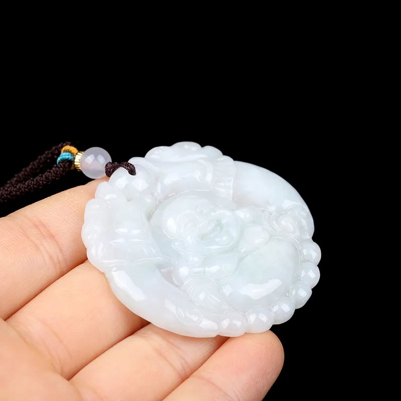 Yi Zhen Ge Glutinous Jade Jadeite Pendants Unisex-1
