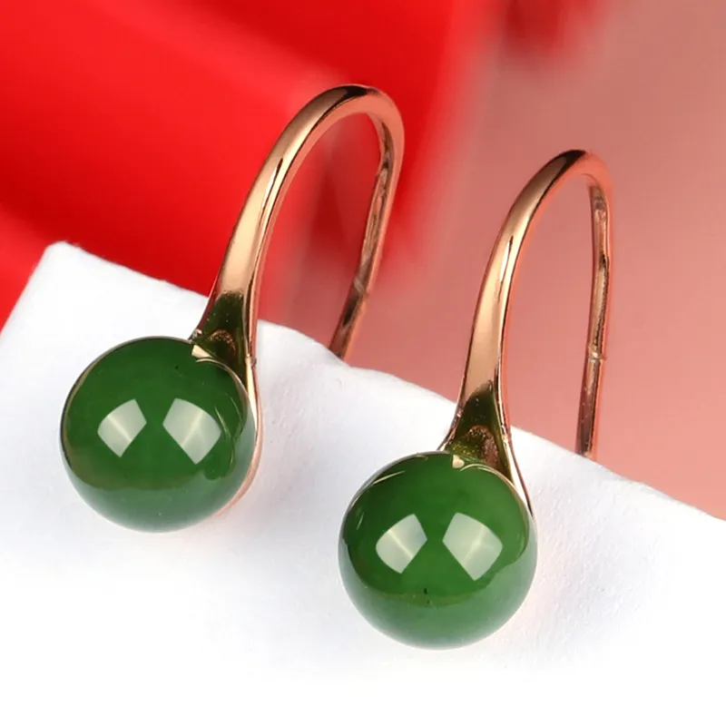 Yi Zhen Ge Hetian Jade 925 Silver Earrings Women's-2
