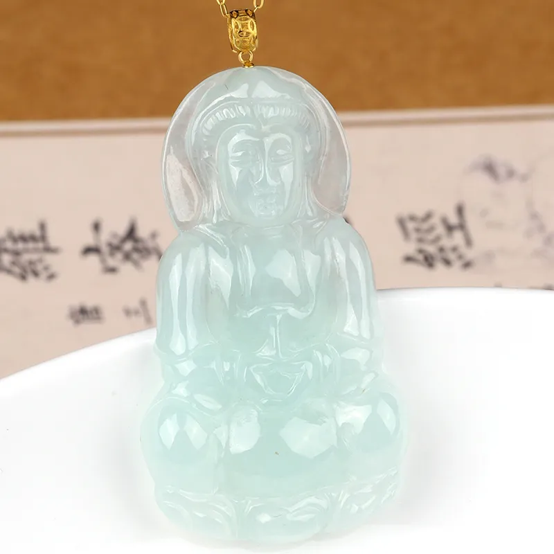 Yi Zhen Ge Ice Glutinous Jadeite Pendants Unisex-1