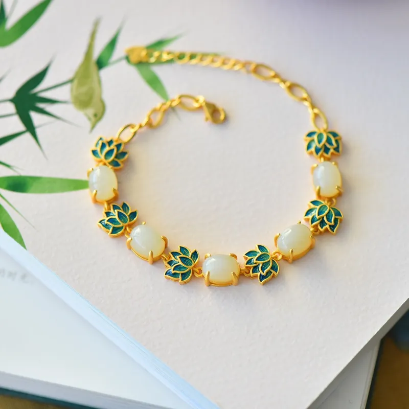 Yi Zhen Ge Hetian Jade Bracelets Women's White Jade-2