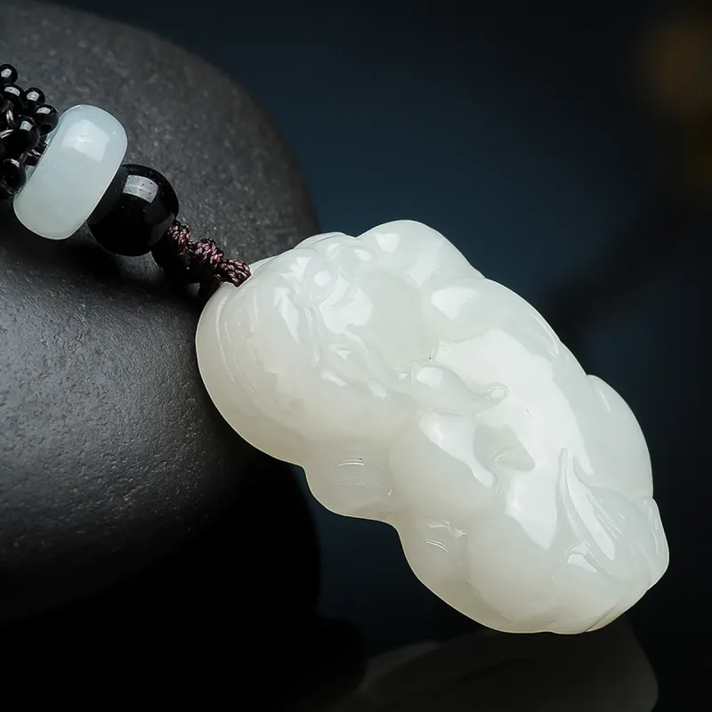 Yi Zhen Ge Hetian Jade Pendants White Jade Unisex-3