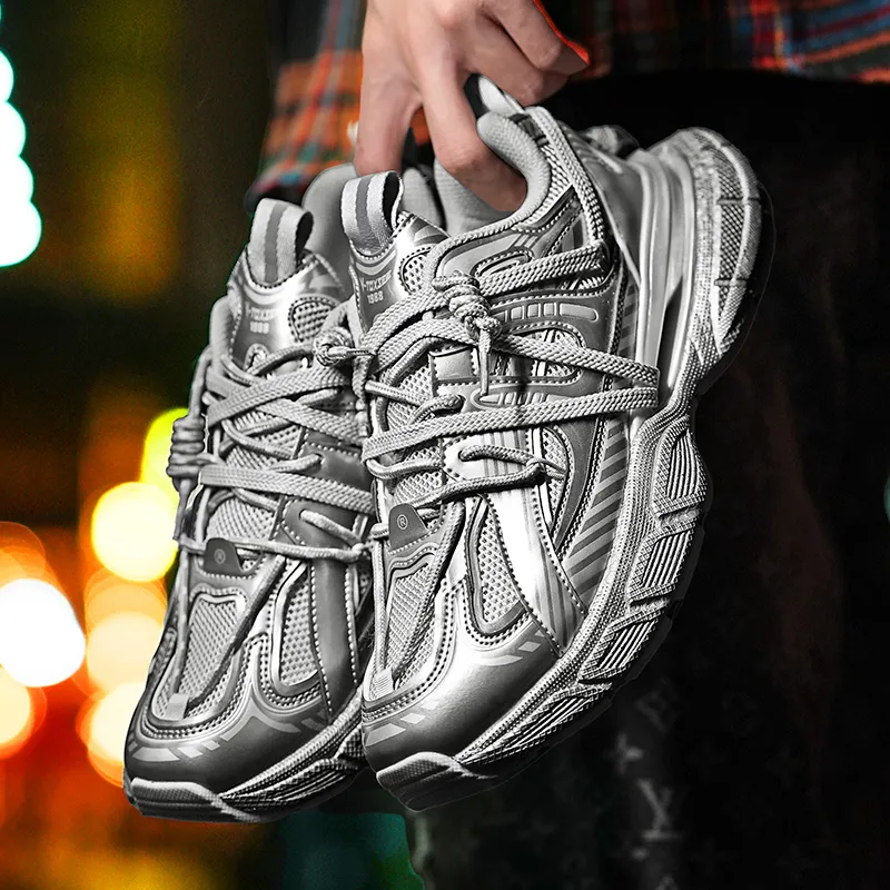V TOXSEIE Low Top Chunky Sneakers Unisex Gunmetal-6