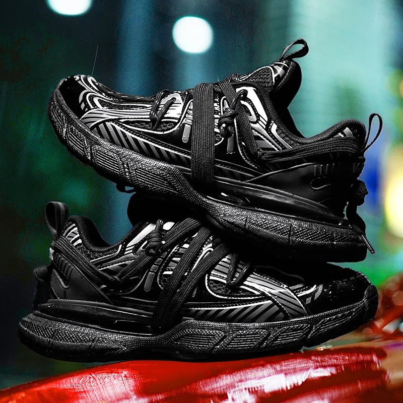 V TOXSEIE Low Top Chunky Sneakers Unisex Black-5
