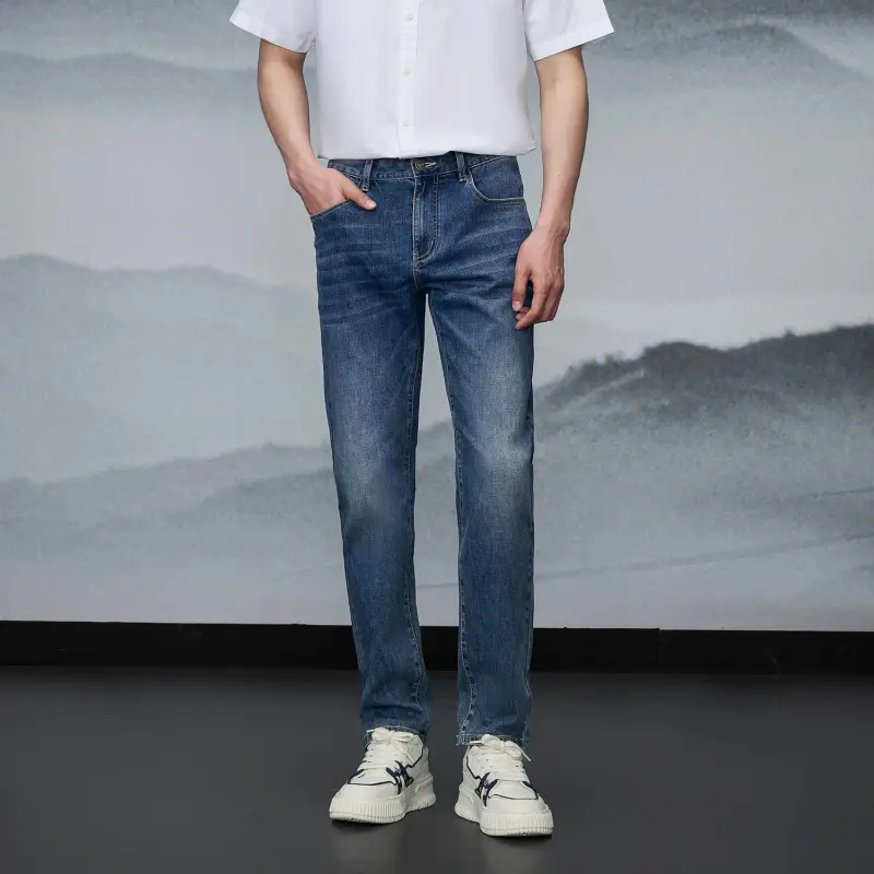 HLA The Mountain Is Not In The High Series Jeans Men's Denim Blue Transition Color-5