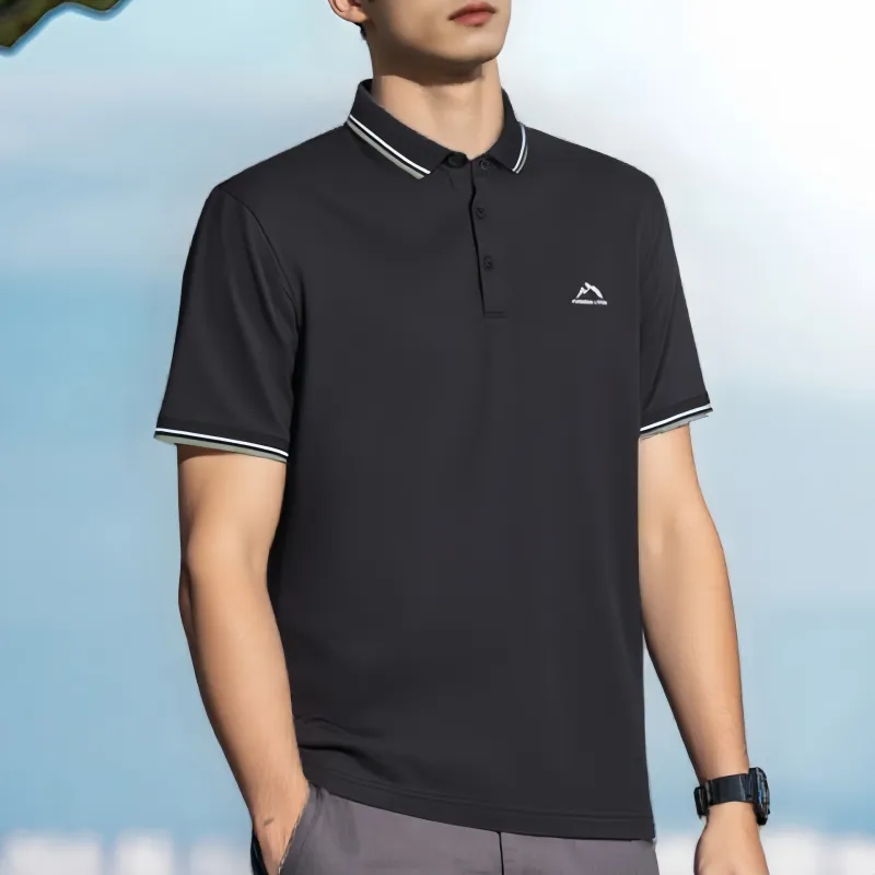 HLA The Mountain Is Not In The High Series Short Sleeved Polo Shirt Men's-8