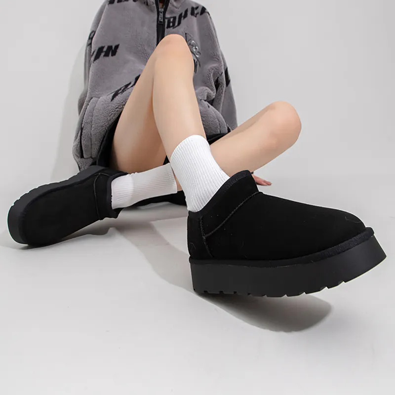 Feiyue Abrasion Resistant Slip Resistant Short Snow Boots Women's Black-8