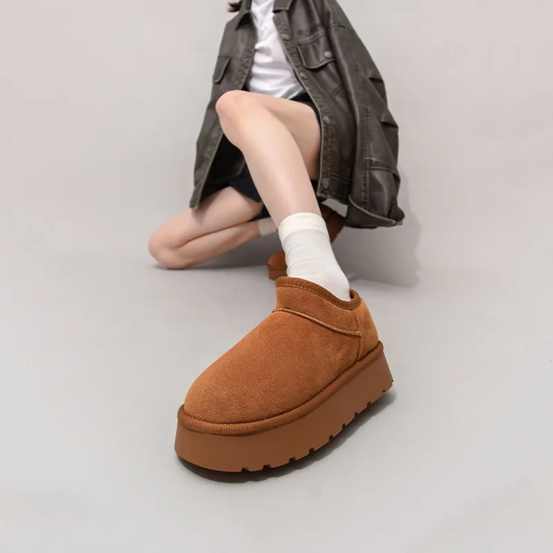 Feiyue Thermal Abrasion Resistant Short Snow Boots 4cm Women's Camel-10