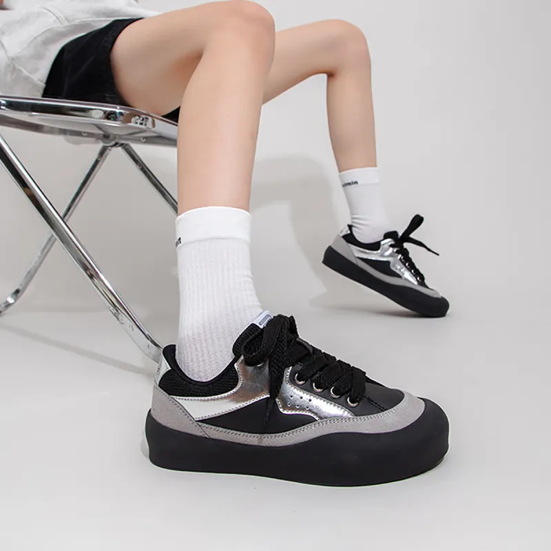 Feiyue German Army Trainers Low Top Skateboard Shoes Women's Black Silver-7