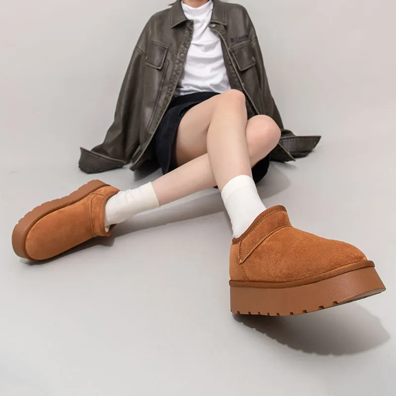 Feiyue Thermal Abrasion Resistant Short Snow Boots 4cm Women's Camel-9