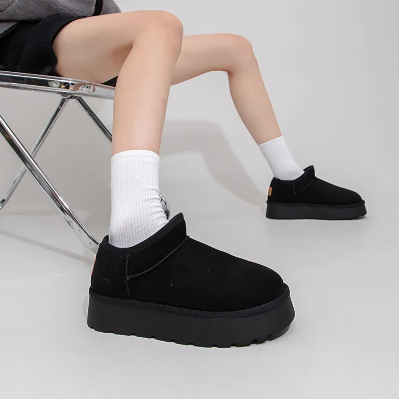 Feiyue Abrasion Resistant Slip Resistant Short Snow Boots Women's Black-6