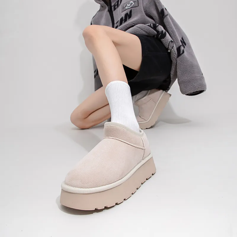 Feiyue Warm And Wear Resistant Short Snow Boots Women's Beige-8