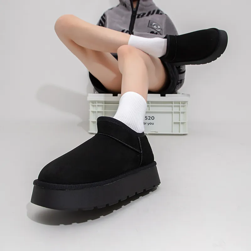 Feiyue Abrasion Resistant Slip Resistant Short Snow Boots Women's Black-9