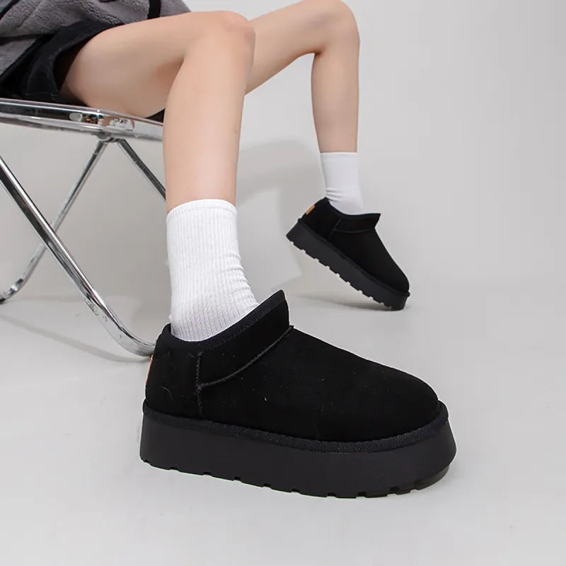 Feiyue Abrasion Resistant Slip Resistant Short Snow Boots Women's Black-5