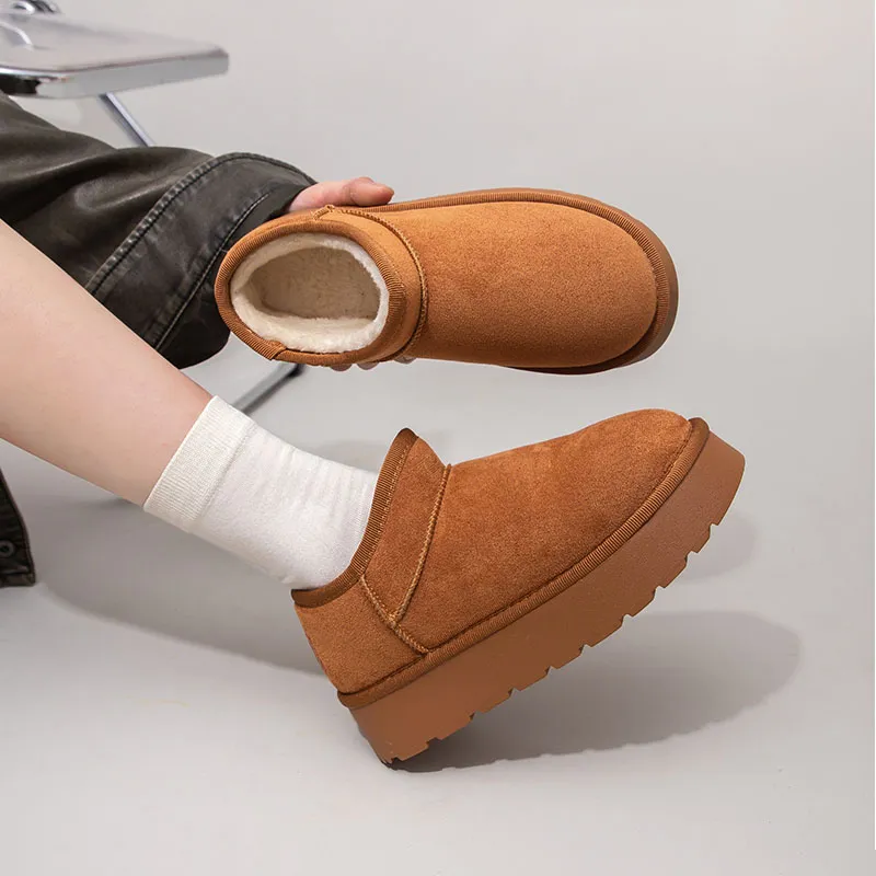 Feiyue Thermal Abrasion Resistant Short Snow Boots 4cm Women's Camel-6