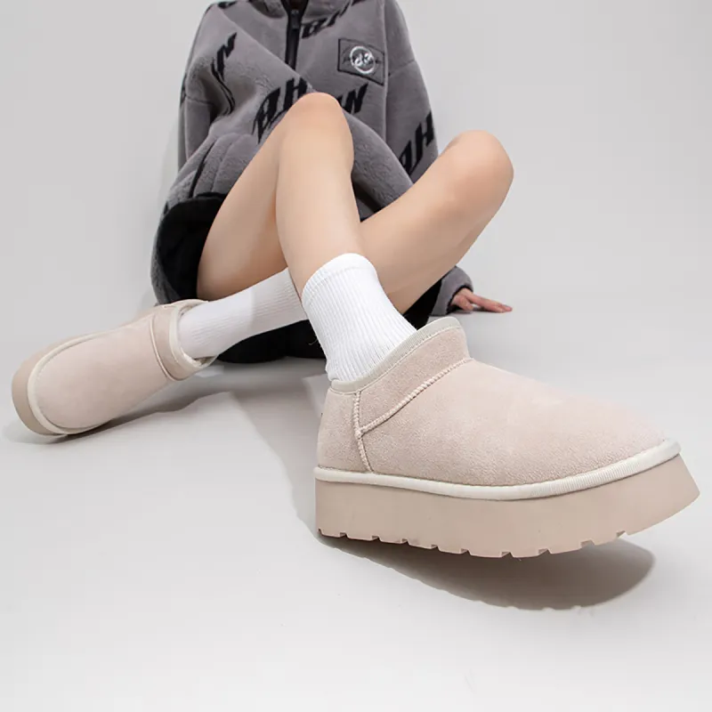 Feiyue Warm And Wear Resistant Short Snow Boots Women's Beige-7