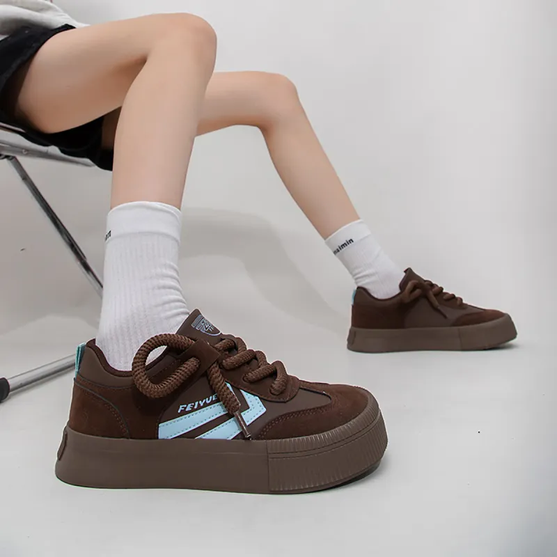 Feiyue Anti Slip Wear Resistant Low Top Skateboard Shoes Women's Brown-7