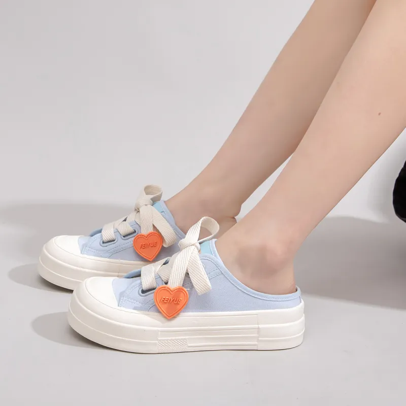 Feiyue TPR Sole Rubber Sole Abrasion Resistant Slip Resistant Wrap toe Slippers Women's Light Blue-5